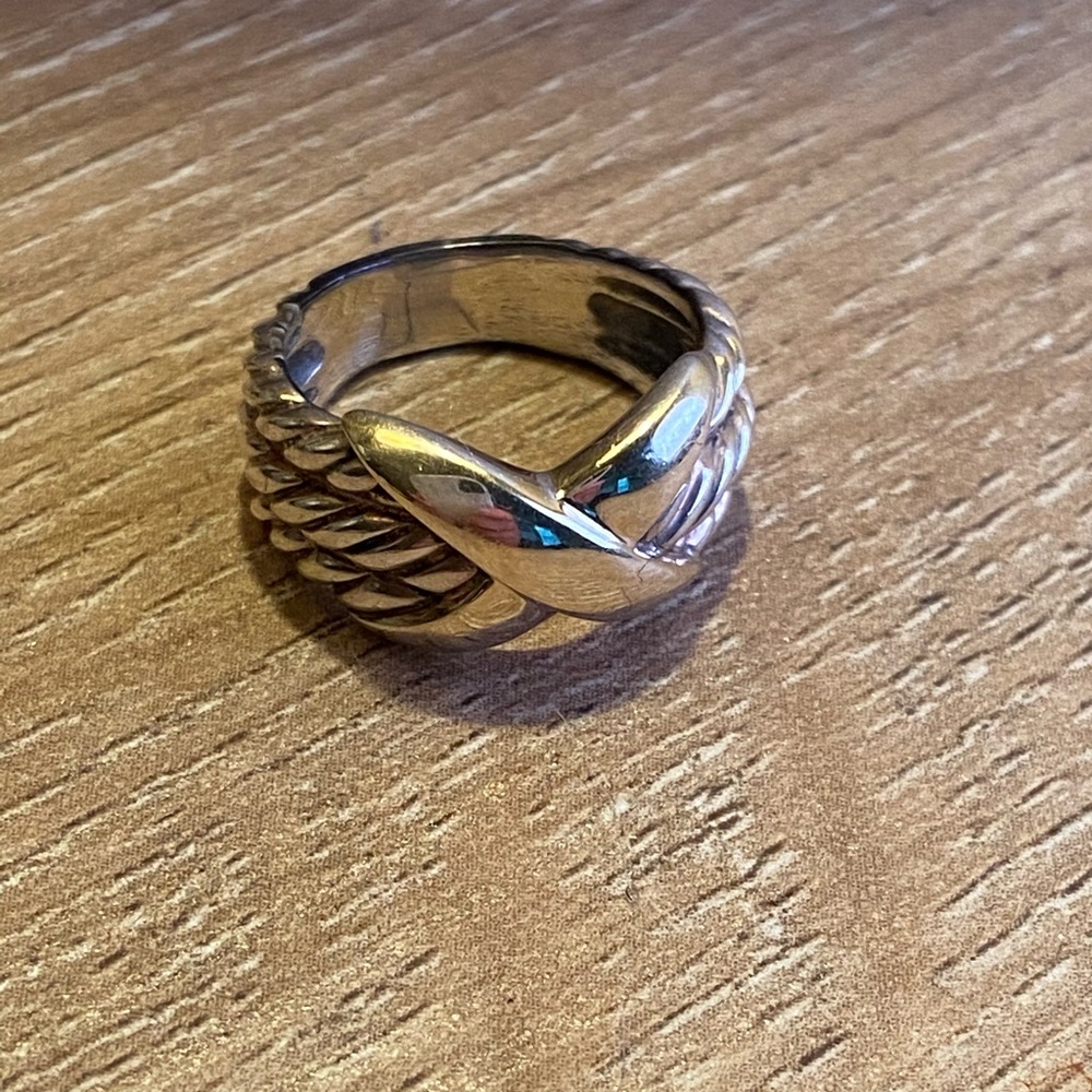 David Yurman 14K Gold and Sterling Cable X Ring